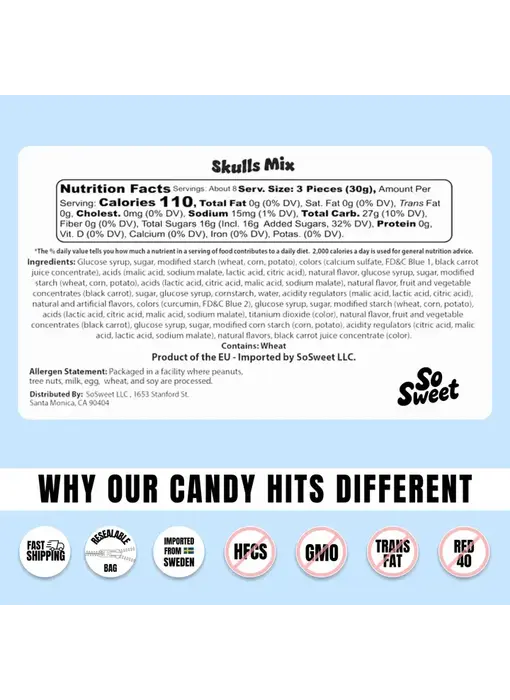 Swedish Candy Skulls Mix (8 oz)