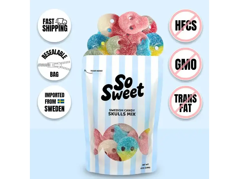 SoSweet LLC Swedish Candy Skulls Mix (8 oz)