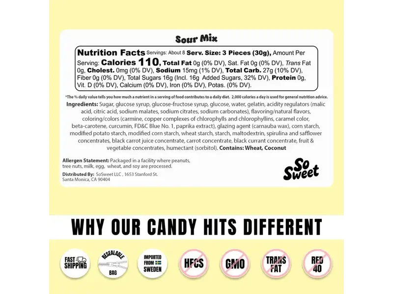 SoSweet LLC Swedish Candy Sour Mix (8 oz)