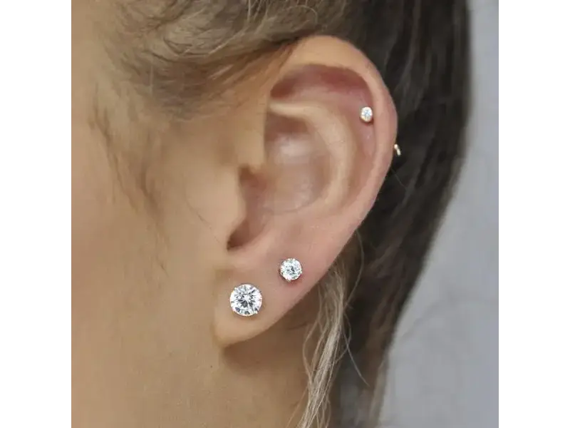 Ofina Jewelry 3mm CZ Prong Studs, 14k Gold Filled