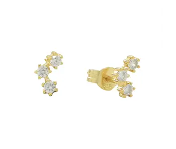 CZ Tiny Trinity Studs - Gold Vermeil