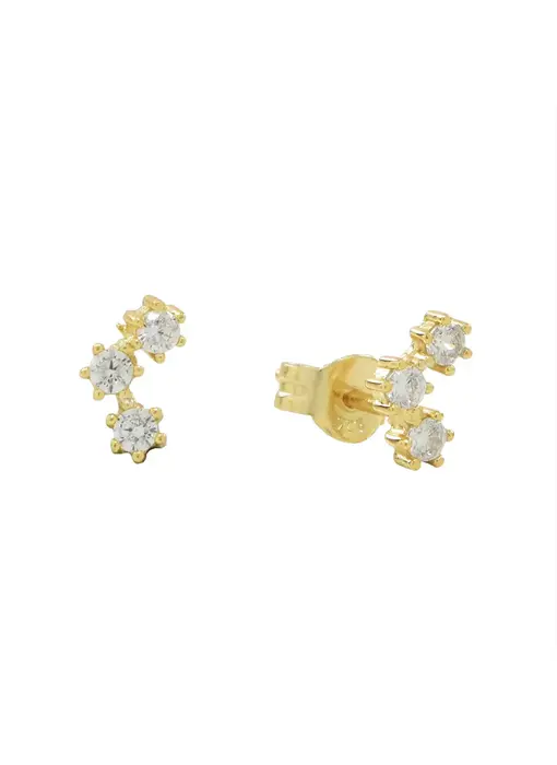 CZ Tiny Trinity Studs - Gold Vermeil