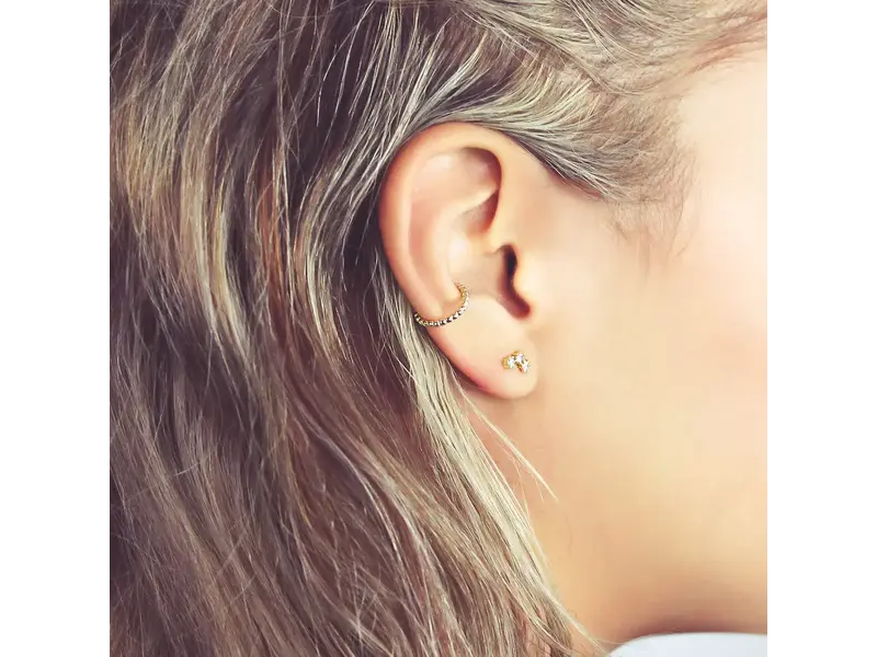 Ofina Jewelry CZ Tiny Trinity Studs - Gold Vermeil