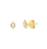 Ofina Jewelry Tiny CZ Pearl Deco Studs, Gold Vermeil