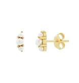 Ofina Jewelry Tiny Triple Pearl Studs, Gold Vermeil