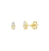 Ofina Jewelry Single CZ / Opal Studs, Gold Vermeil