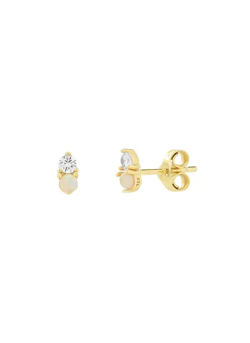 Single CZ / Opal Studs, Gold Vermeil
