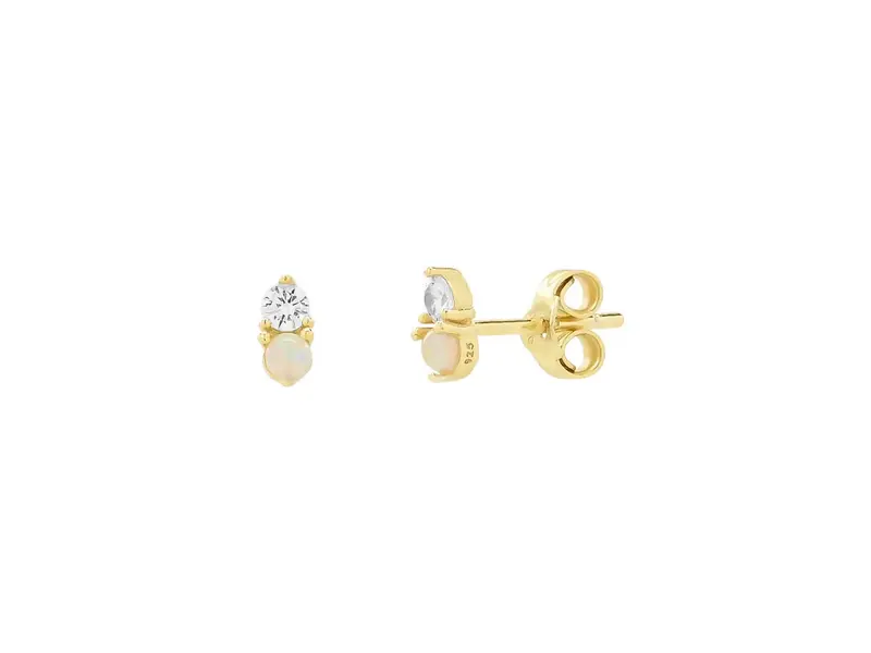 Ofina Jewelry Single CZ / Opal Studs, Gold Vermeil