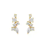 Ofina Jewelry Curved Multi-CZ Cluster Studs, Gold Vermeil