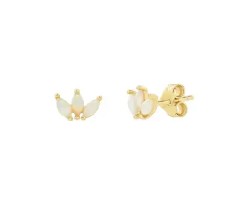 Opal Triple Marquis Studs, Gold Vermeil