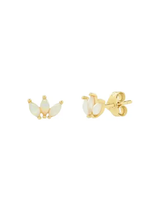 Opal Triple Marquis Studs, Gold Vermeil