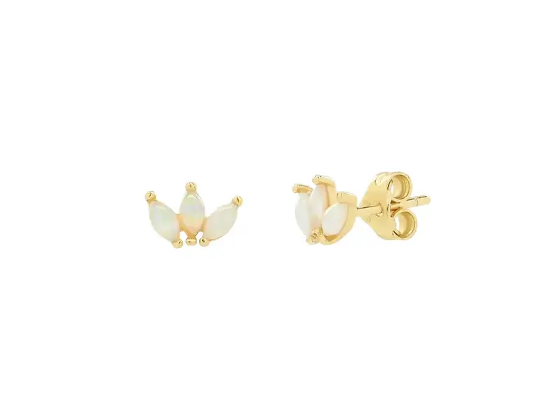 Ofina Jewelry Opal Triple Marquis Studs, Gold Vermeil