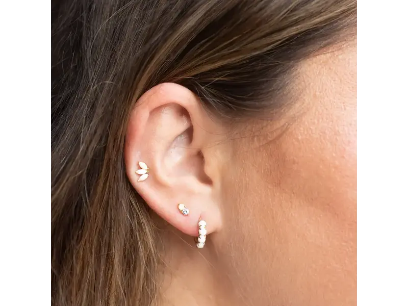 Ofina Jewelry Opal Triple Marquis Studs, Gold Vermeil