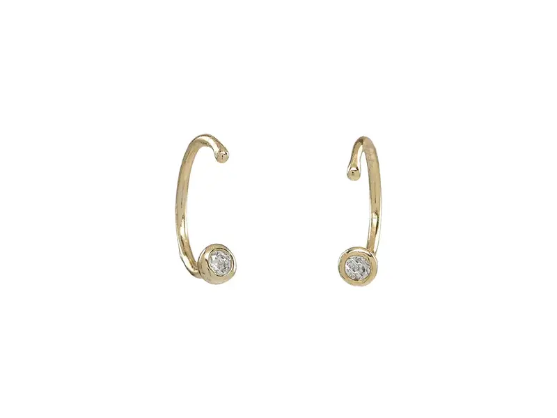 Ofina Jewelry CZ Open Huggie - Gold Vermeil