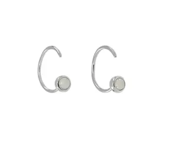 Opal Open Huggie - Sterling Silver