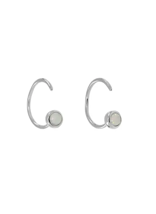 Opal Open Huggie - Sterling Silver