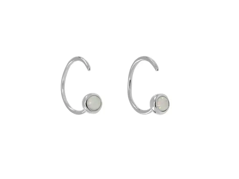 Ofina Jewelry Opal Open Huggie - Sterling Silver