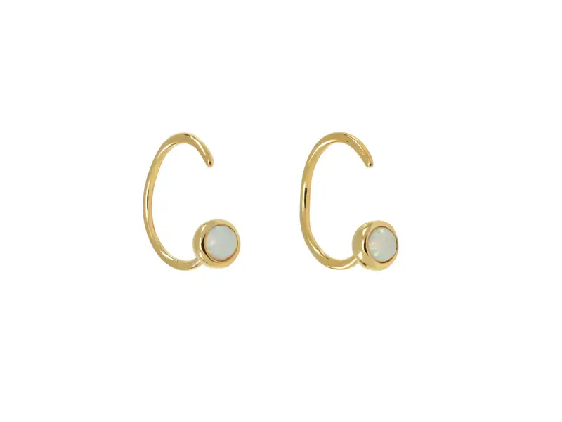 Ofina Jewelry Opal Open Huggie - Gold Vermeil