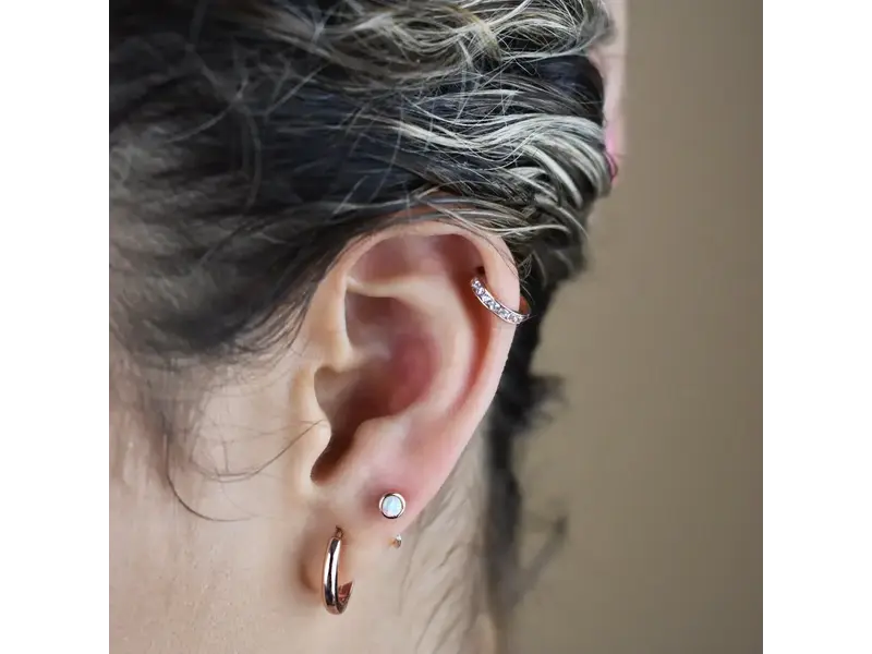 Ofina Jewelry Opal Open Huggie - Gold Vermeil