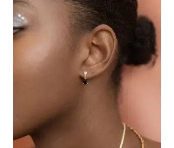 CZ Black / Clear Dangle Teardrop Studs - Gold Vermeil