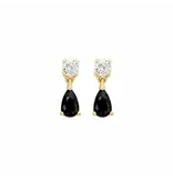 Ofina Jewelry CZ Black / Clear Dangle Teardrop Studs - Gold Vermeil