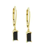 Ofina Jewelry Tiny Emerald Black CZ Leverback Earrings