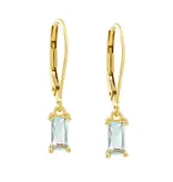 Ofina Jewelry Tiny Lt-Blue Emerald Leverback GF Earrings