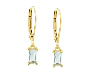 Tiny Lt-Blue Emerald Leverback GF Earrings