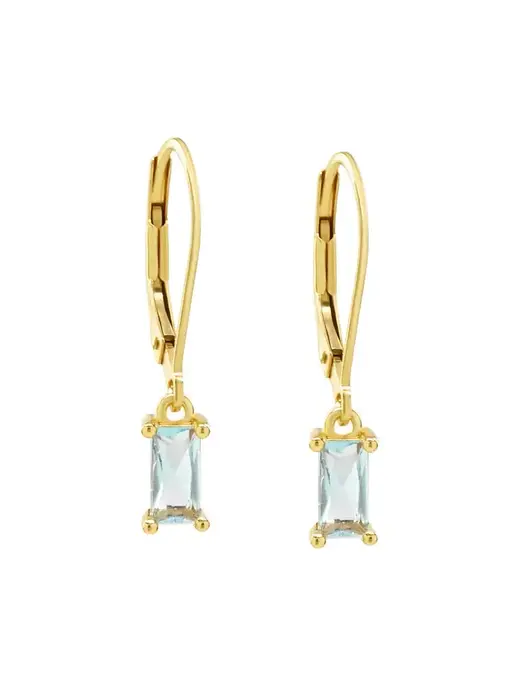 Tiny Lt-Blue Emerald Leverback GF Earrings