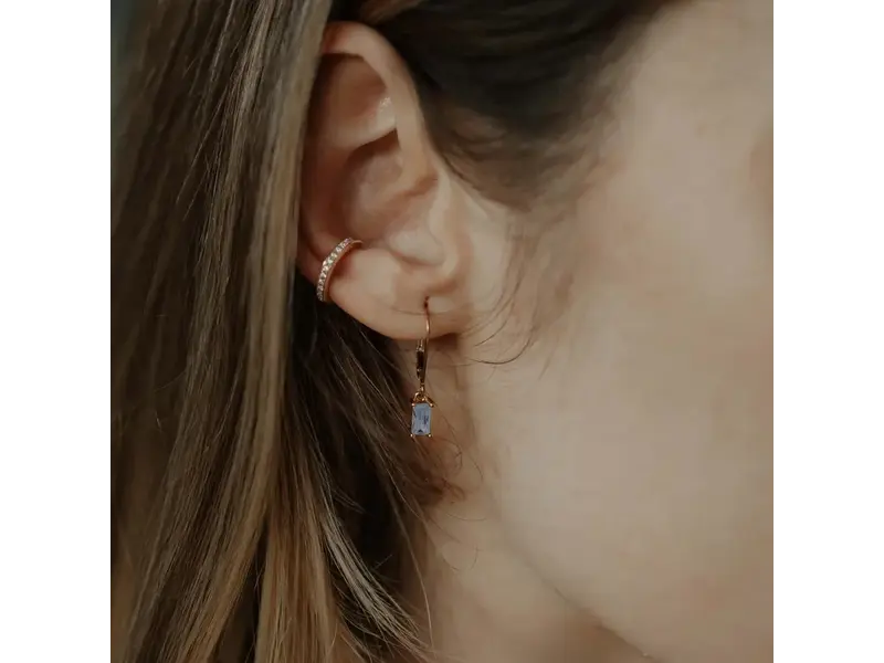 Ofina Jewelry Tiny Lt-Blue Emerald Leverback GF Earrings