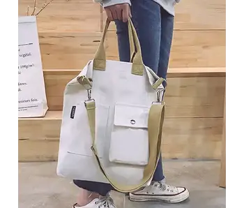 Canvas Handbag with Pockets