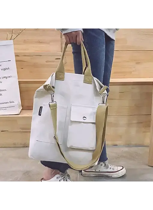 Canvas Handbag with Pockets