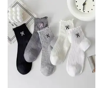 Bow Lace Mesh Ankle Socks