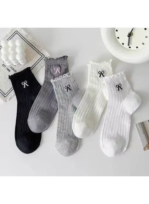 Bow Lace Mesh Ankle Socks