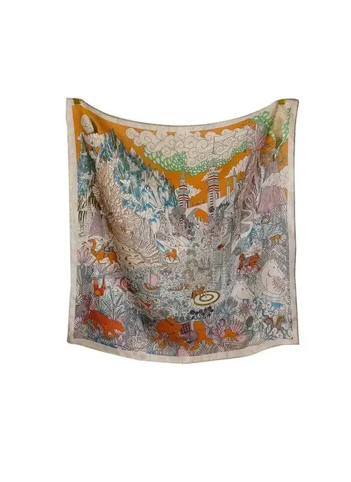 Vintage Floral Print Silk Scarf