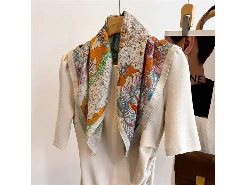 UZ Wholesale Store Vintage Floral Print Silk Scarf