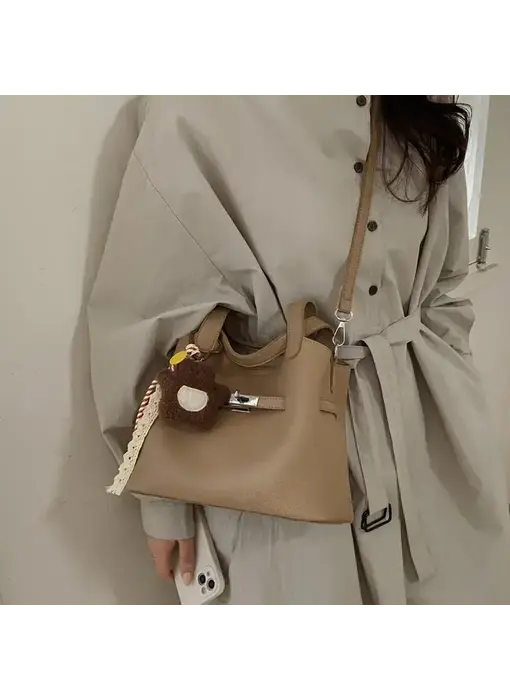 Retro Women's Crossbody Bucket Bag Casual Work Tote - Khaki