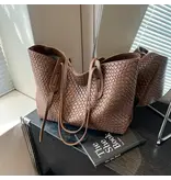 UZ Wholesale Store Retro Woven Tote Bag For Women Crossbody Shoulder Bag - Brown