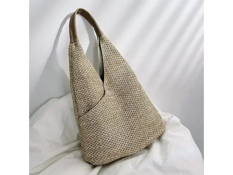 UZ Wholesale Store Stylish Oversized Straw Woven Tote with Ample Storage - Khaki