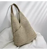 UZ Wholesale Store Stylish Oversized Straw Woven Tote with Ample Storage - Khaki