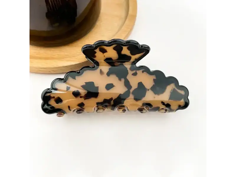 TheDivaSoap Wavy Edge Acetate Hair Claw Clip, Stylish Marble Design | Brown
