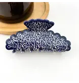 TheDivaSoap Wavy Edge Acetate Hair Claw Clip, Stylish Marble Design | Blue
