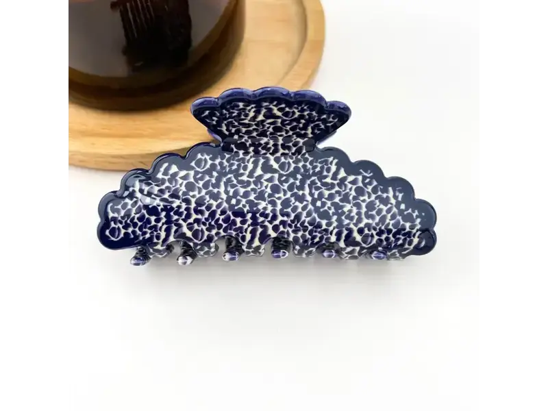 TheDivaSoap Wavy Edge Acetate Hair Claw Clip, Stylish Marble Design | Blue
