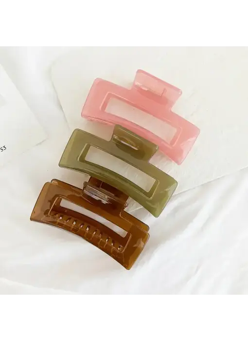 Jumbo Jelly Hair Clips - Olive