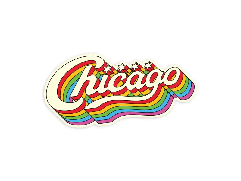 Transit Tees Chicago Rainbow Script