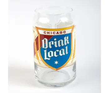 Drink Local Label Beer Can Glass