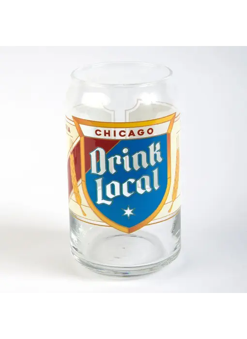 Drink Local Label Beer Can Glass