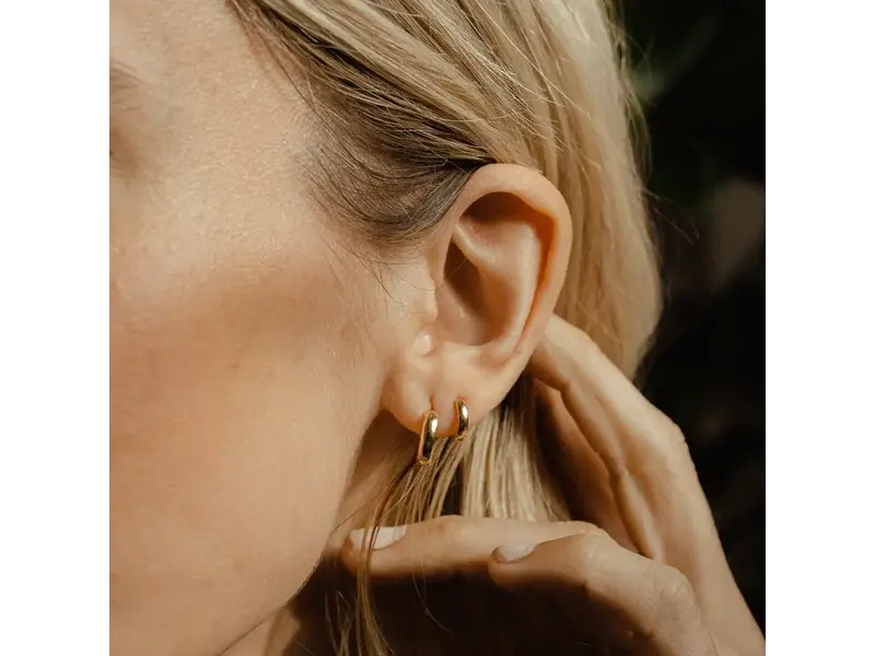 Ofina Jewelry Bold Ear 12mm Huggies, Gold Vermeil