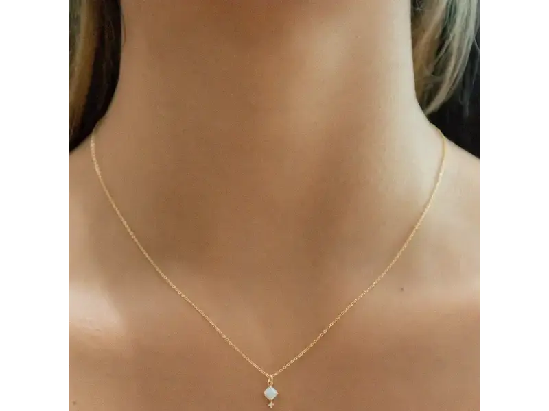 Ofina Jewelry Square Prong Opal CZ GF Necklace