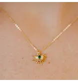 Ofina Jewelry Green CZ Starburst GF Necklace